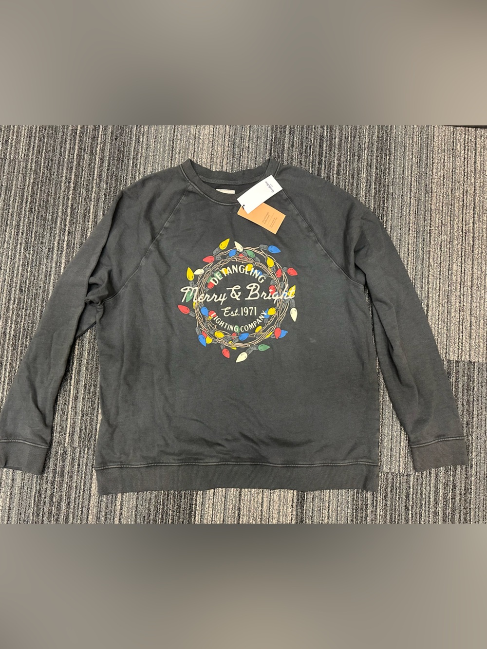 Goodfellow & Co Mens Vintage French Terry Crewneck Merry & Bright Sweatshirt XXL